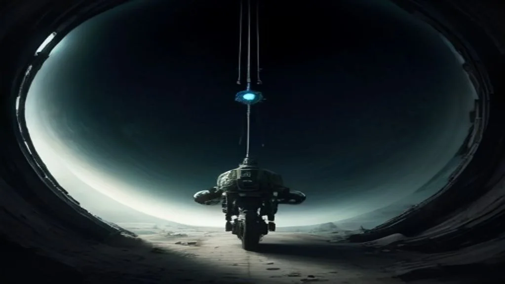 A robot explores a lunar maintenance tunnel in The Moonseed Library story